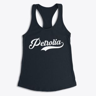 Petrolia Texas Vintage Team Women's Racerback Tank