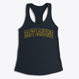 East Lansing Michigan Trendy Block Women's Racerback Tank
