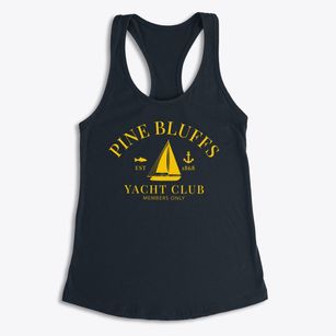 Pine Bluffs Wyoming Yacht Club Women's Racerback Tank