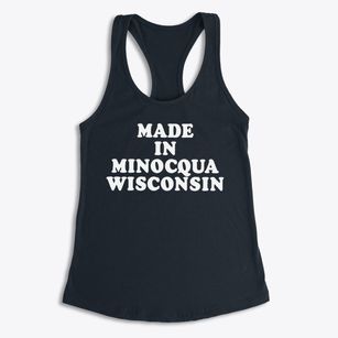 Minocqua Wisconsin Classic 70s Women's Racerback Tank