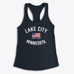 Lake City Minnesota Patriot Women's Racerback Tank