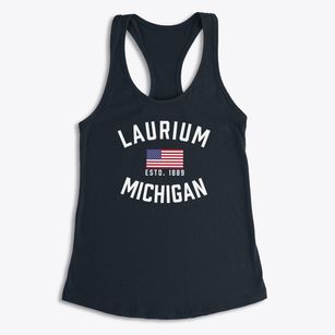 Laurium Michigan Patriot Women's Racerback Tank