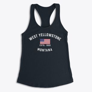 West Yellowstone Montana Patriot Women's Racerback Tank