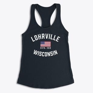 Lohrville Wisconsin Patriot Women's Racerback Tank
