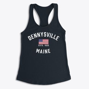 Dennysville Maine Patriot Women's Racerback Tank