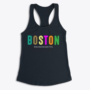 Boston Massachusetts Color Pop Women's Racerback Tank