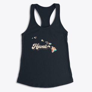  Hawaii Retro Art Women's Racerback Tank