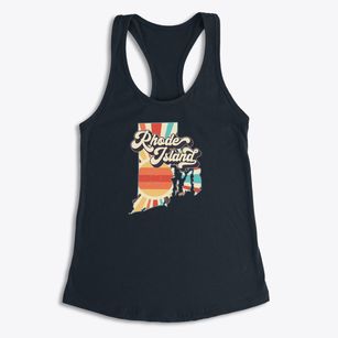  Rhode Island Retro Art Women's Racerback Tank