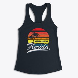 Miami Gardens Florida Palm Tree Sunset Women's Racerback Tank