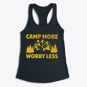   Camp More Worry Less Women's Racerback Tank