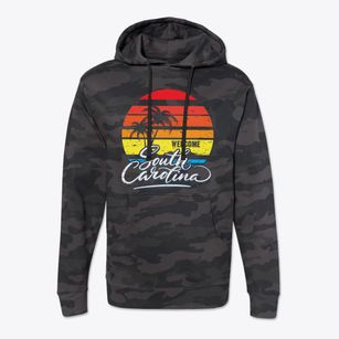 Welcome South Carolina Palm Tree Sunset Cotton Hoodie Sweatshirt