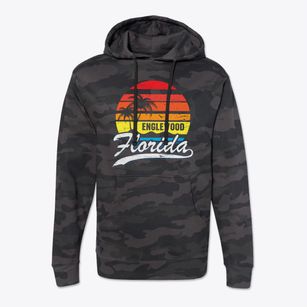 Englewood Florida Palm Tree Sunset Cotton Hoodie Sweatshirt