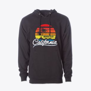 Morro Bay California Palm Tree Sunset Cotton Hoodie Sweatshirt