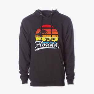 Pineland Florida Palm Tree Sunset Cotton Hoodie Sweatshirt