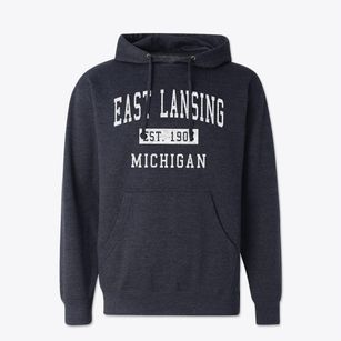 East Lansing Michigan Classic Established Cotton Hoodie Sweatshirt