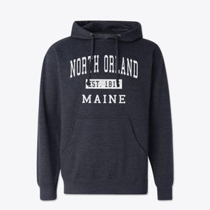 North Orland Maine Classic Established Cotton Hoodie Sweatshirt