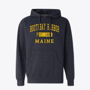 Boothbay Harbor Maine Classic Established Cotton Hoodie Sweatshirt