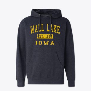 Wall Lake Iowa Classic Established Cotton Hoodie Sweatshirt