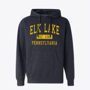 Elk Lake Pennsylvania Classic Established Cotton Hoodie Sweatshirt