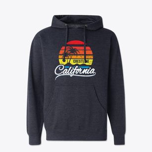 Crestline California Palm Tree Sunset Cotton Hoodie Sweatshirt