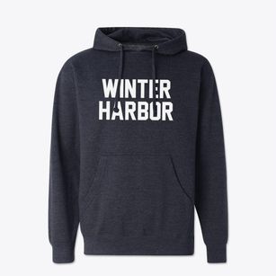 Winter Harbor Maine Classic Block Cotton Hoodie Sweatshirt