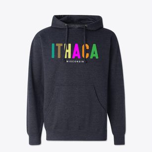 Ithaca Wisconsin Color Pop Cotton Hoodie Sweatshirt