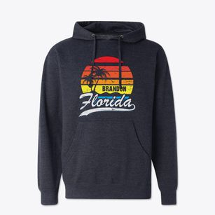 Brandon Florida Palm Tree Sunset Cotton Hoodie Sweatshirt