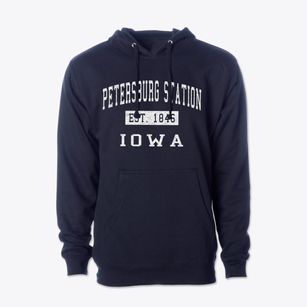 Petersburg Station Iowa Classic Established Cotton Hoodie Sweatshirt