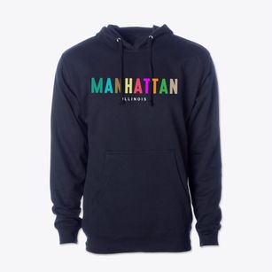 Manhattan Illinois Color Pop Cotton Hoodie Sweatshirt