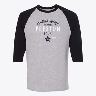 Preston Iowa General Supply Baseball Tee