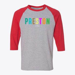 Preston Iowa Color Pop Baseball Tee
