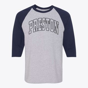 Preston Iowa Trendy Block Baseball Tee