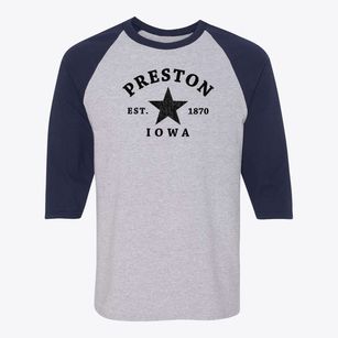 Preston Iowa Star Baseball Tee