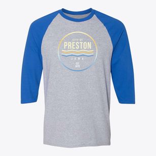 Preston Iowa Color Fade Baseball Tee
