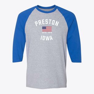 Preston Iowa Patriot Baseball Tee