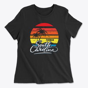 Furman South Carolina Palm Tree Sunset Women's Cotton T-Shirt