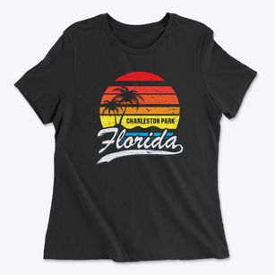 Charleston Park Florida Palm Tree Sunset Women's Cotton T-Shirt