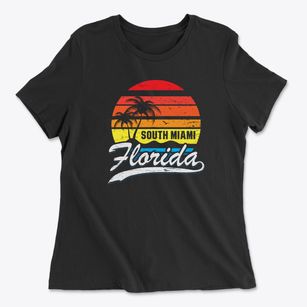 South Miami Florida Palm Tree Sunset Women's Cotton T-Shirt