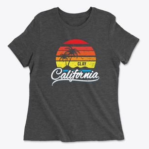 Clay California Palm Tree Sunset Women's Cotton T-Shirt