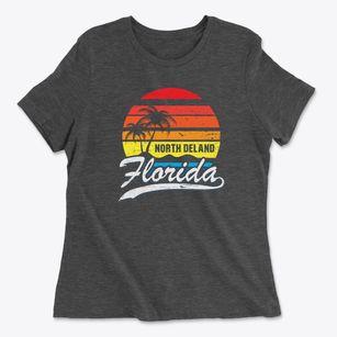 North Deland Florida Palm Tree Sunset Women's Cotton T-Shirt