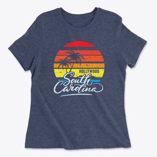 Hollywood South Carolina Palm Tree Sunset Women's Cotton T-Shirt