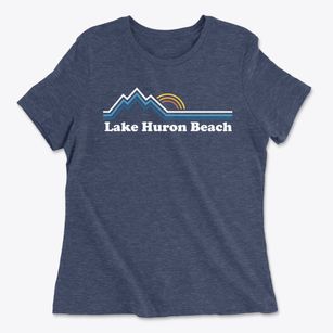 Lake Huron Beach Michigan Mountain View Women's Cotton T-Shirt