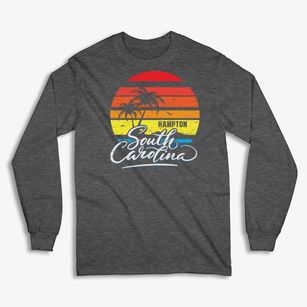 Hampton South Carolina Palm Tree Sunset Classic Long Sleeve T-Shirt