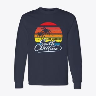 Lake Secession South Carolina Palm Tree Sunset Classic Long Sleeve T-Shirt