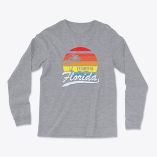 Tequesta Florida Palm Tree Sunset Light Soft Long Sleeve T-Shirt