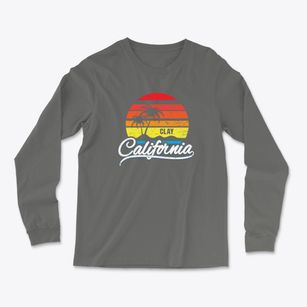 Clay California Palm Tree Sunset Light Soft Long Sleeve T-Shirt