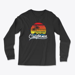 San Clemente California Palm Tree Sunset Light Soft Long Sleeve T-Shirt