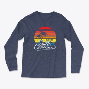 Bluffton South Carolina Palm Tree Sunset Light Soft Long Sleeve T-Shirt