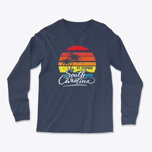 St. Stephen South Carolina Palm Tree Sunset Light Soft Long Sleeve T-Shirt