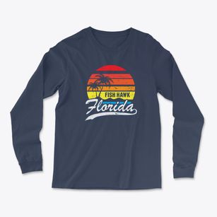 Fish Hawk Florida Palm Tree Sunset Light Soft Long Sleeve T-Shirt